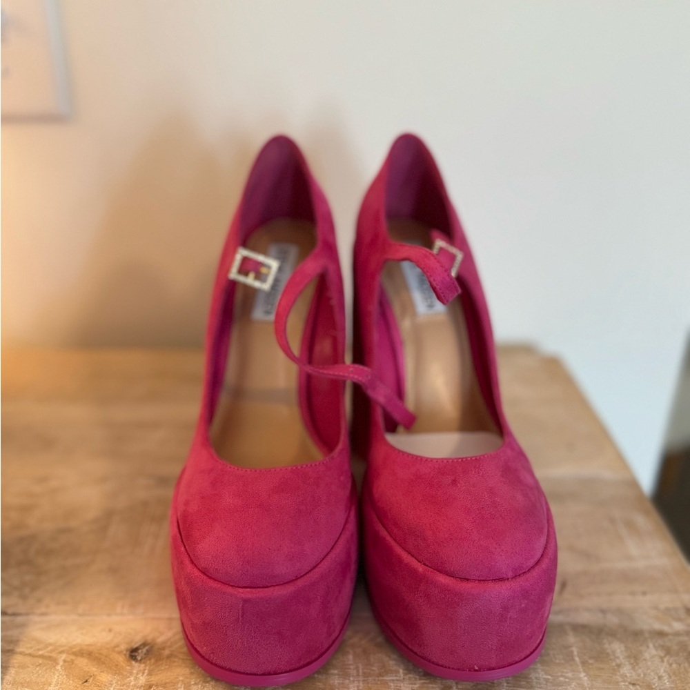 Hot Pink Faux Suede Mary Jane’s